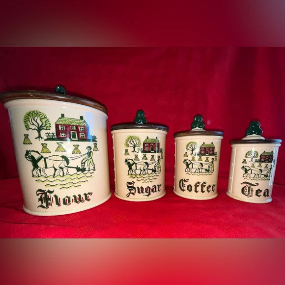 Ceramic Canister Set, Metlox Homestead Provincial Canister Set, Poppytrail Set 4 - Picture 2 of 8